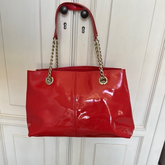 Vintage Kate Spade Orange and Gold Shoulder Bag with Glossy Finish - Picture 4 of 16